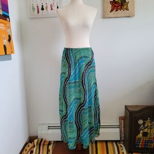 East 5th | Green Blue Dotted Print Maxi Skirt